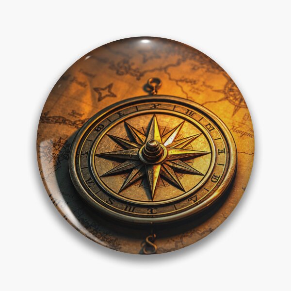 Item preview, The Stars Within – Antique Brass Compass on Vintage Treasure Map designed and sold by CreationsNicB.