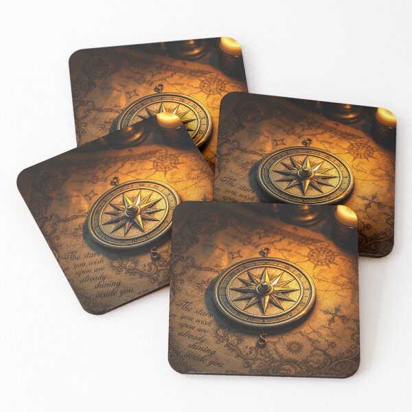 Item preview, The Stars Within – Antique Brass Compass on Vintage Treasure Map designed and sold by CreationsNicB.