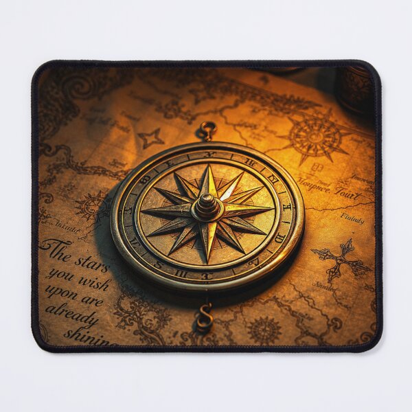 Item preview, The Stars Within – Antique Brass Compass on Vintage Treasure Map designed and sold by CreationsNicB.