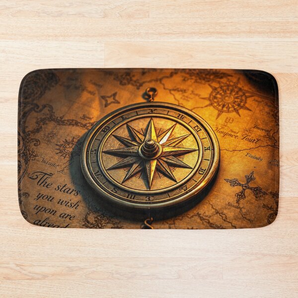 Item preview, The Stars Within – Antique Brass Compass on Vintage Treasure Map designed and sold by CreationsNicB.