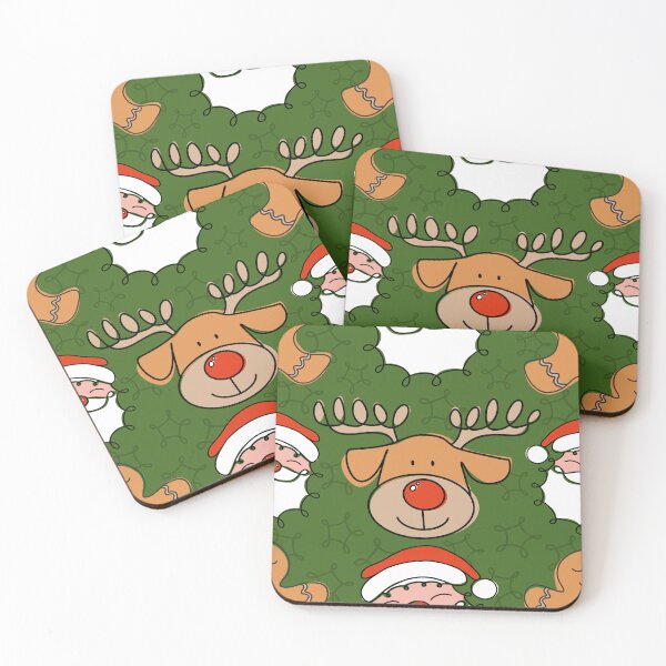 Item preview, Christmas cartoon Santa, reindeer and gingerbread man pattern designed and sold by OhNoNotAgain42.