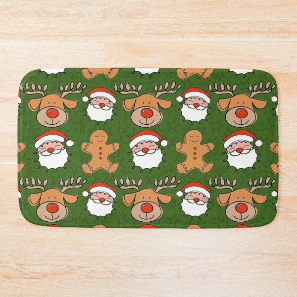 Item preview, Christmas cartoon Santa, reindeer and gingerbread man pattern designed and sold by OhNoNotAgain42.