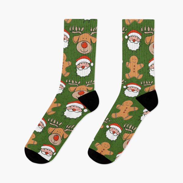 Item preview, Christmas cartoon Santa, reindeer and gingerbread man pattern designed and sold by OhNoNotAgain42.
