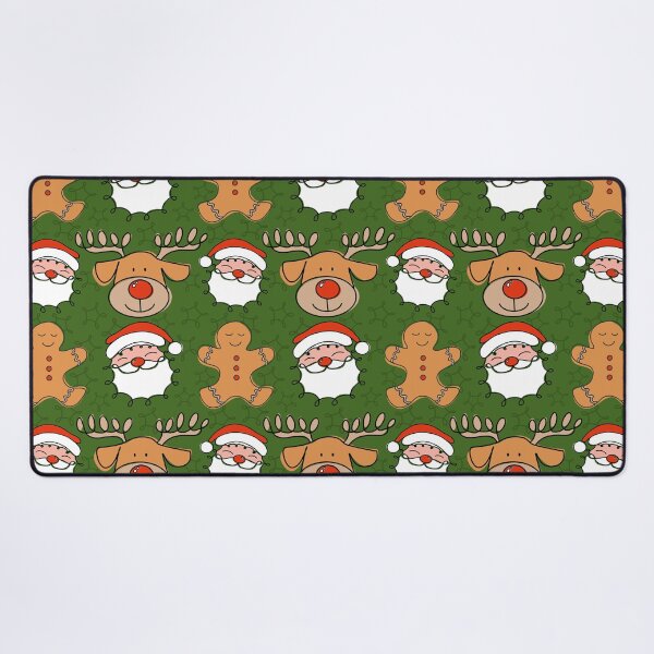 Item preview, Christmas cartoon Santa, reindeer and gingerbread man pattern designed and sold by OhNoNotAgain42.