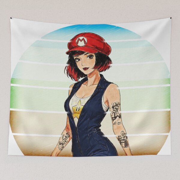 Item preview, Vintage Retro Gamer Girl - Tattooed Gaming Pop Art Illustration designed and sold by Hen-C-Art.