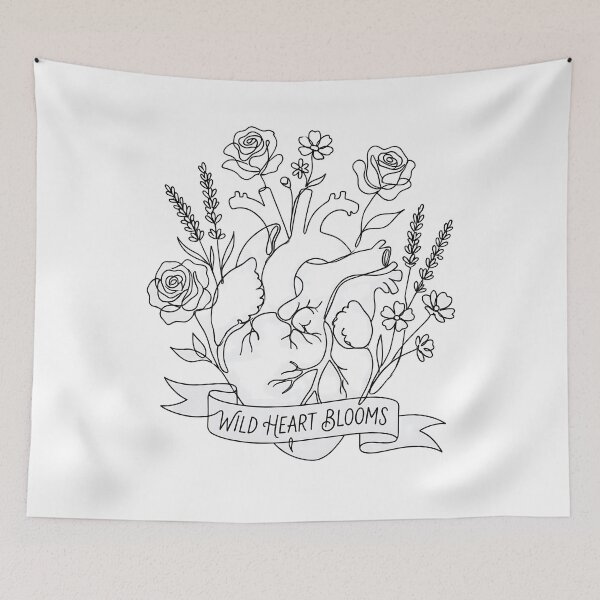 Item preview, Wild Heart Blooms Anatomical Floral Line Art designed and sold by BobbyTee Merch.