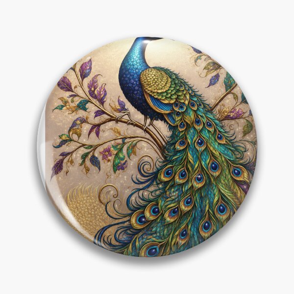 Artikelvorschau, Königlicher Pfau – Fantasy-Kunst – Luxuriöser, gestanzter Aufkleber entworfen und verkauft von Arts121.