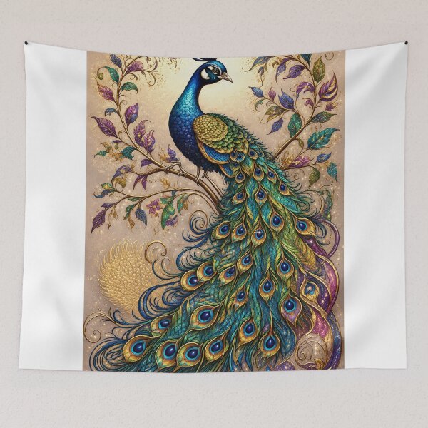 Item preview, Royal Peacock Fantasy Art – Luxury Die-Cut Sticker designed and sold by Arts121.