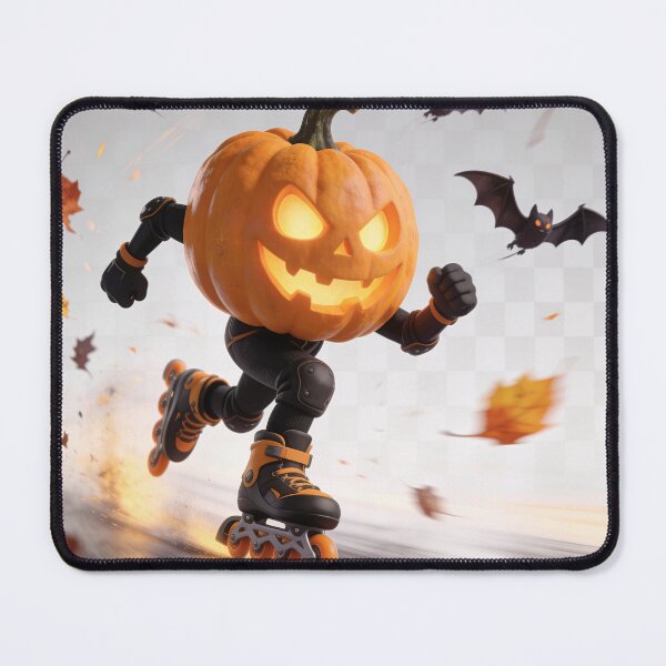 Item preview, Halloween Pumpkin Roller Skating with Bats Cartoon designed and sold by OksArtStudio.