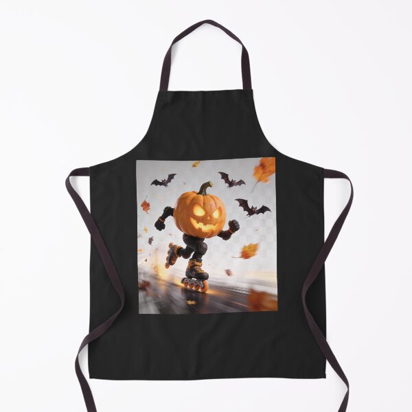 Item preview, Halloween Pumpkin Roller Skating with Bats Cartoon designed and sold by OksArtStudio.