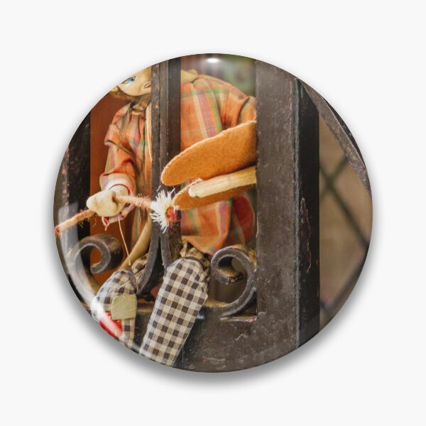 Item preview, Vintage Cloth Doll Puppet Peeking Through Wrought Iron Gate Rustic Handmade Toy Display designed and sold by Nmallia.