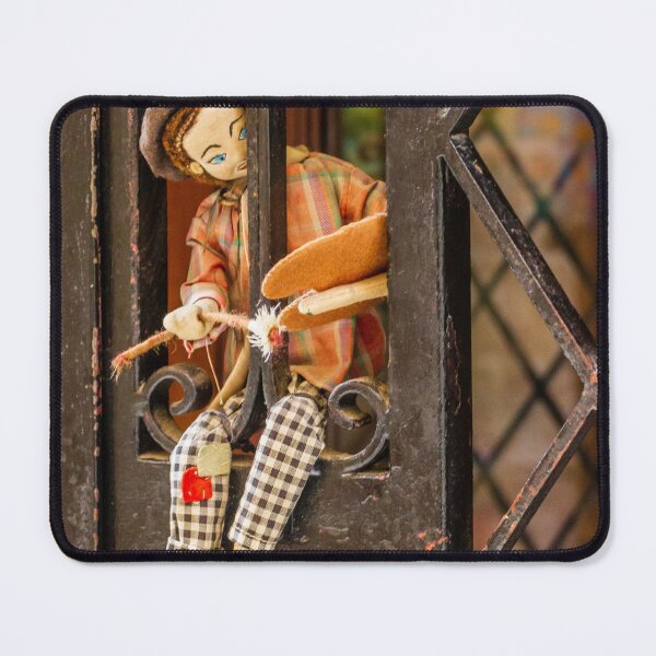 Item preview, Vintage Cloth Doll Puppet Peeking Through Wrought Iron Gate Rustic Handmade Toy Display designed and sold by Nmallia.
