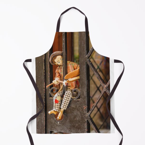 Item preview, Vintage Cloth Doll Puppet Peeking Through Wrought Iron Gate Rustic Handmade Toy Display designed and sold by Nmallia.