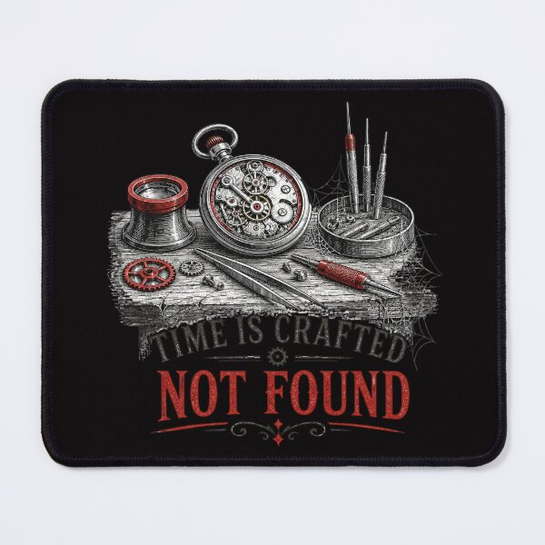 Item preview, Vintage Watchmaker Workbench – Time Is Crafted Retro Workshop Illustration designed and sold by Tadeusz1.
