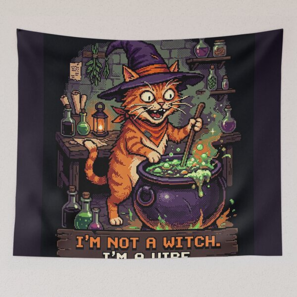 Item preview, I’m Not a Witch, I’m a Vibe – Pixel Art Cat designed and sold by Arobinoz.