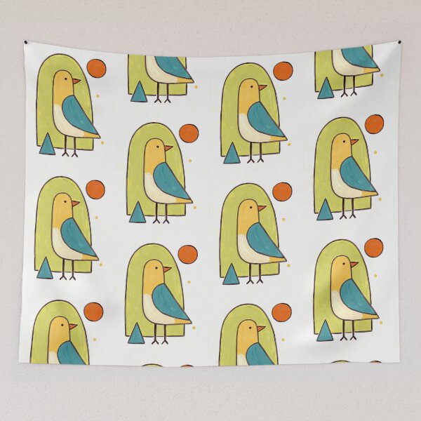 Item preview, Muted Pastel Art Nouveau Arch Bird Poster designed and sold by Filora Atelier | Bird Art.