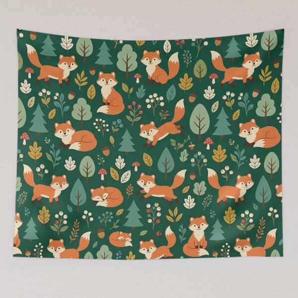 Item preview, Cute Fox Seamless Pattern Design designed and sold by ashenlocs.