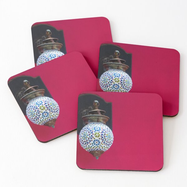 Item preview, Colorful Mosaic Hanging Lantern On Bold Red Wall, Turkish Glass Lamp Decor designed and sold by Nmallia.