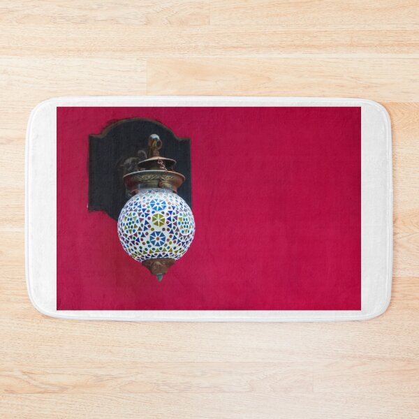 Item preview, Colorful Mosaic Hanging Lantern On Bold Red Wall, Turkish Glass Lamp Decor designed and sold by Nmallia.