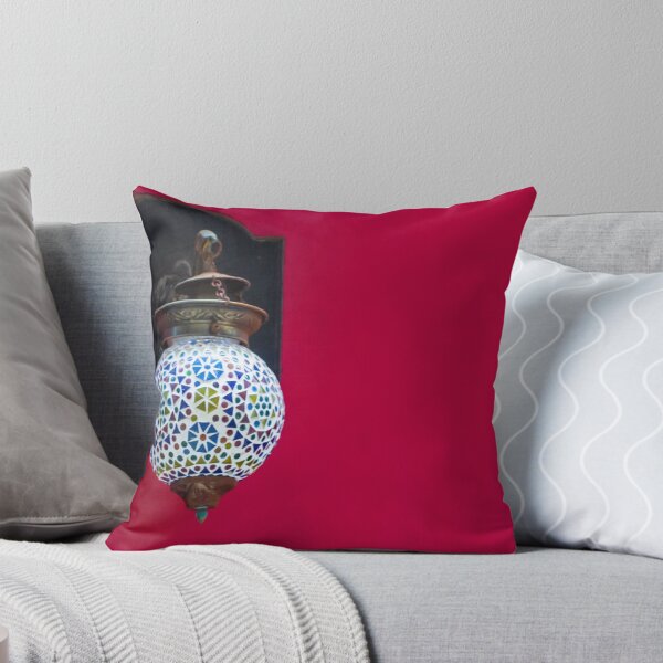 Item preview, Colorful Mosaic Hanging Lantern On Bold Red Wall, Turkish Glass Lamp Decor designed and sold by Nmallia.