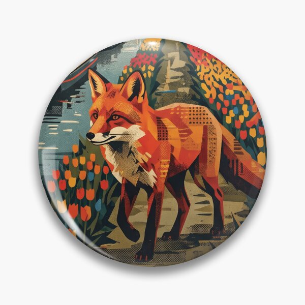 Item preview, NETHERLANDS Vintage Travel Illustration - Geometric Fox Walking in a Blooming Meadow designed and sold by ZUMERI.