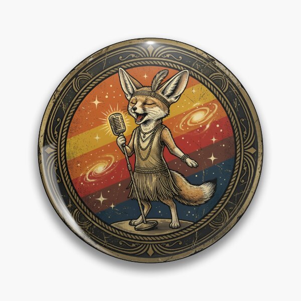 Item preview, Retro Jazz Singer Fox Vintage Badge designed and sold by DuckOddity.