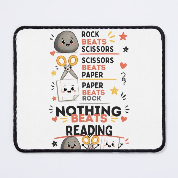Item preview, Nothing Beats Reading Rock Paper Scissors Cute Teacher designed and sold by Worn & Witty.