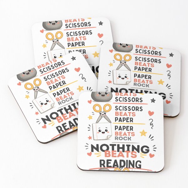 Item preview, Nothing Beats Reading Rock Paper Scissors Cute Teacher designed and sold by Worn & Witty.
