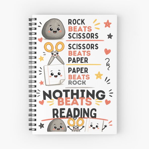 Item preview, Nothing Beats Reading Rock Paper Scissors Cute Teacher designed and sold by Worn & Witty.