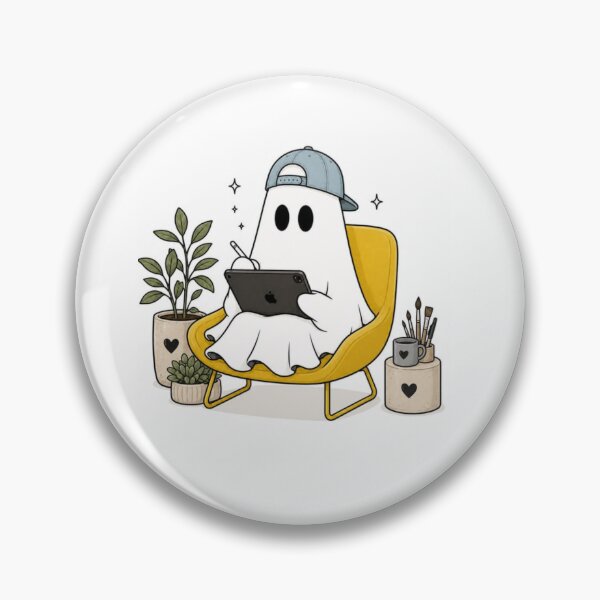 Item preview, Digital Artist Ghost Graphic - Cozy Ghost Drawing on Tablet Vector designed and sold by GrimNest.