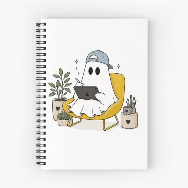 Item preview, Digital Artist Ghost Graphic - Cozy Ghost Drawing on Tablet Vector designed and sold by GrimNest.