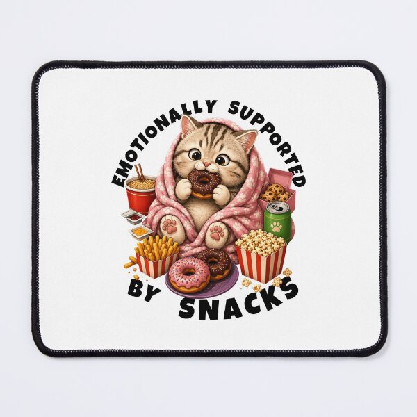 Item preview, Emotionally Supported by Snacks | Cozy Cat Humor designed and sold by Moochie Studios.