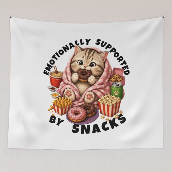 Item preview, Emotionally Supported by Snacks | Cozy Cat Humor designed and sold by Moochie Studios.