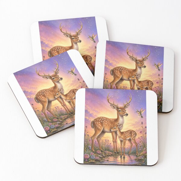 Item preview, Royal Deer & Fawn Fantasy – Enchanted Forest Die-Cut Sticker designed and sold by Arts121.