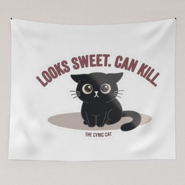 Item preview, Cute Black Cat "LOOKS SWEET. CAN KILL." - Retro Style Dark Humor designed and sold by Gabzerinho.