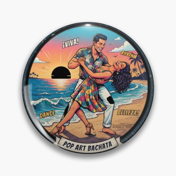 Item preview, Viva Bachata Rhythm – Retro Pop Art Dance Couple Poster, Vintage Dominican Vibe Sunset Beach Circle, Sensual Latin Dancers Graphic Sticker designed and sold by SmartPuns.