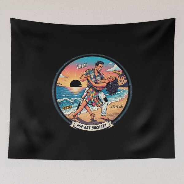 Item preview, Viva Bachata Rhythm – Retro Pop Art Dance Couple Poster, Vintage Dominican Vibe Sunset Beach Circle, Sensual Latin Dancers Graphic Sticker designed and sold by SmartPuns.