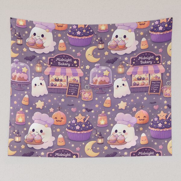Item preview, Kawaii Pastel Autumn Midnight Bakery Pattern designed and sold by Thai Vibe Studio.