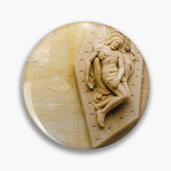 Item preview, Pietà Relief Sculpture of Virgin Mary Holding Jesus Mounted on Weathered Wall Religious Art designed and sold by Nmallia.