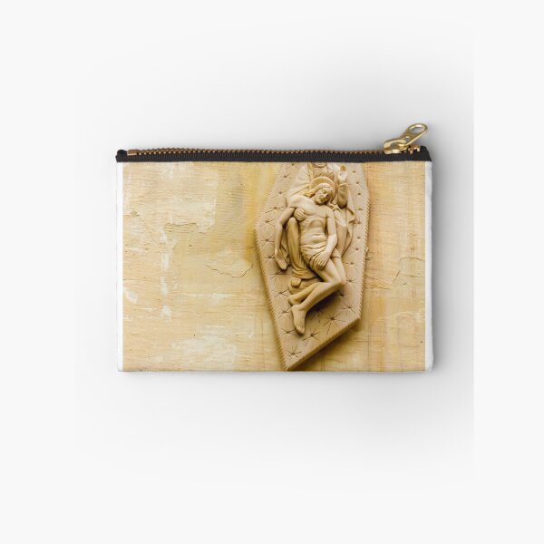 Item preview, Pietà Relief Sculpture of Virgin Mary Holding Jesus Mounted on Weathered Wall Religious Art designed and sold by Nmallia.