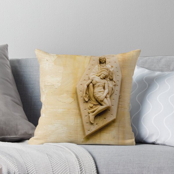 Item preview, Pietà Relief Sculpture of Virgin Mary Holding Jesus Mounted on Weathered Wall Religious Art designed and sold by Nmallia.