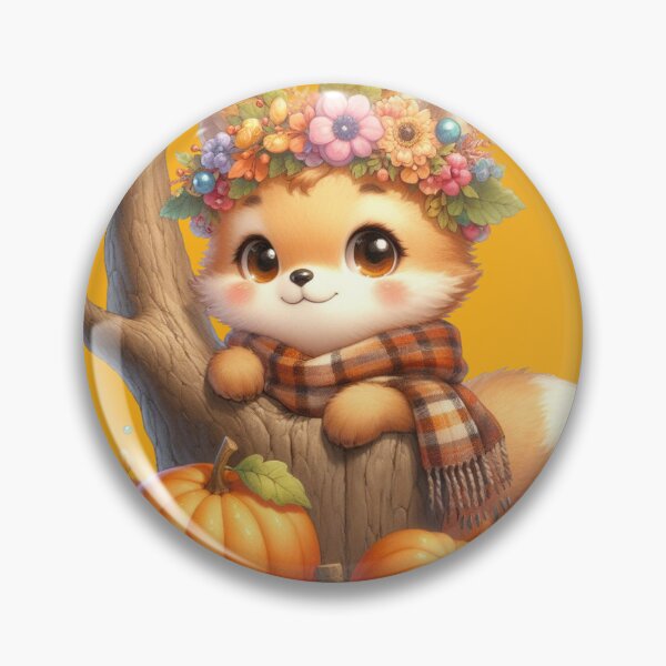 Item preview, ute Autumn Baby Fox Tree Stump Floral Crown Kawaii Cottagecore designed and sold by NotasCreativa.