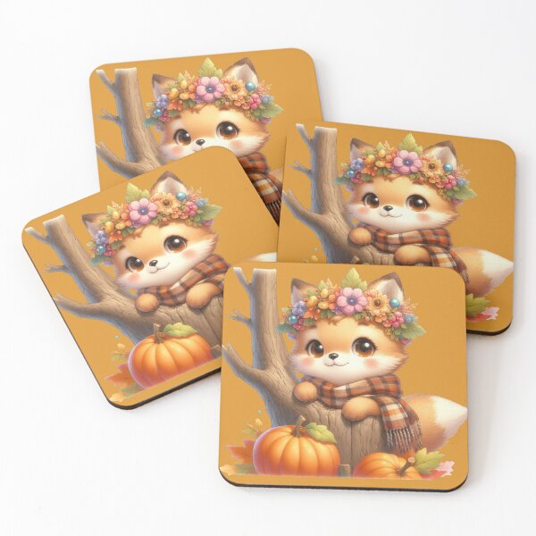 Item preview, ute Autumn Baby Fox Tree Stump Floral Crown Kawaii Cottagecore designed and sold by NotasCreativa.