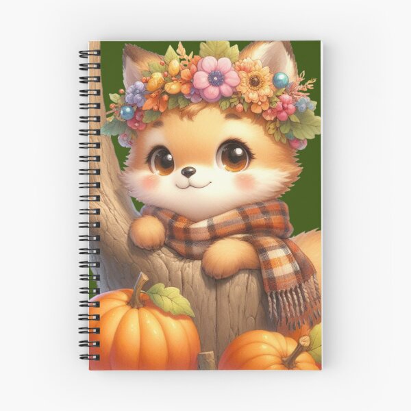 Item preview, ute Autumn Baby Fox Tree Stump Floral Crown Kawaii Cottagecore designed and sold by NotasCreativa.