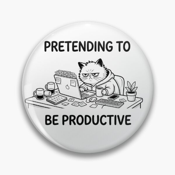 Item preview, Pretending to Be Productive Grumpy Office Cat designed and sold by Meow-gical Wear.