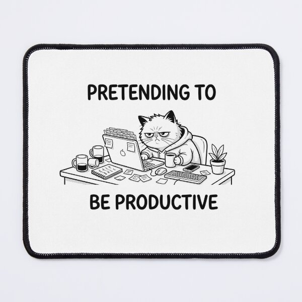 Item preview, Pretending to Be Productive Grumpy Office Cat designed and sold by Meow-gical Wear.