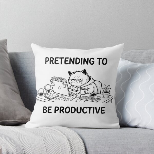 Item preview, Pretending to Be Productive Grumpy Office Cat designed and sold by Meow-gical Wear.