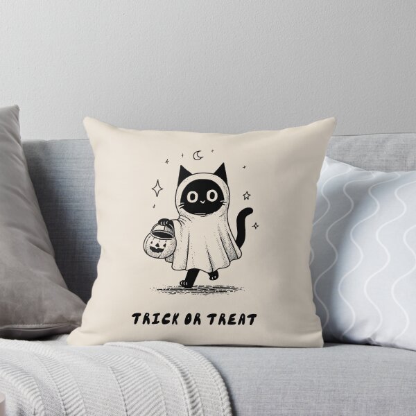 Item preview, Trick Or Treat: Spooky Season Cute Ghost Black Cat Halloween Art designed and sold by oneofthesedayys.