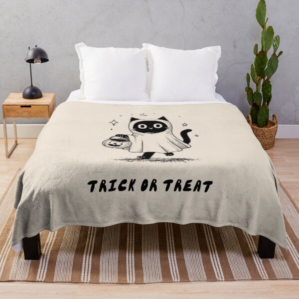 Item preview, Trick Or Treat: Spooky Season Cute Ghost Black Cat Halloween Art designed and sold by oneofthesedayys.