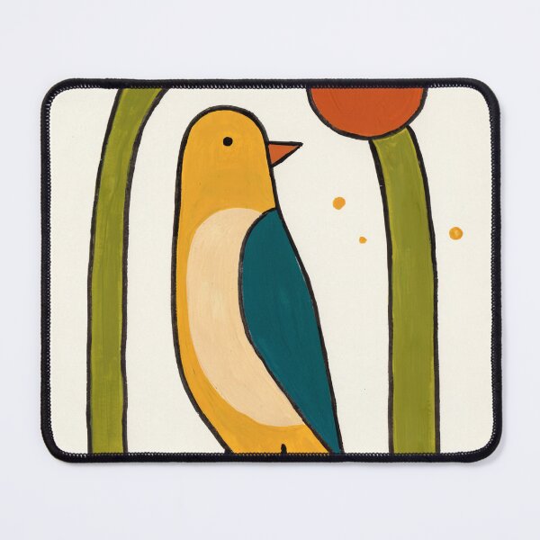 Item preview, Retro Mid Century Gold Sun Bird Poster designed and sold by Filora Atelier | Bird Art.